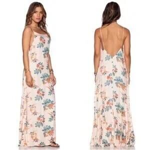 Free People Star Chasing Floral Maxi Slip Dress in Hibiscus Cream Combo Small